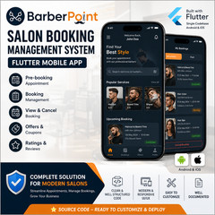 BarberPoint – Salon Booking Management System Flutter App | Android + iOS | PHP
