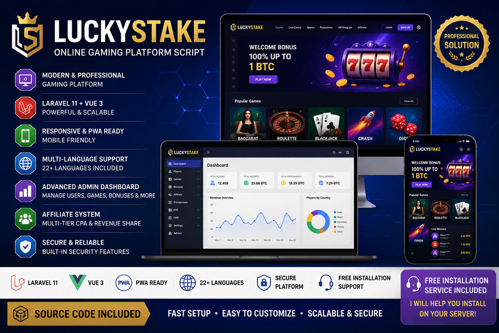 LuckyStake – Online Casino PHP Laravel Platform | iGaming Professional Software
