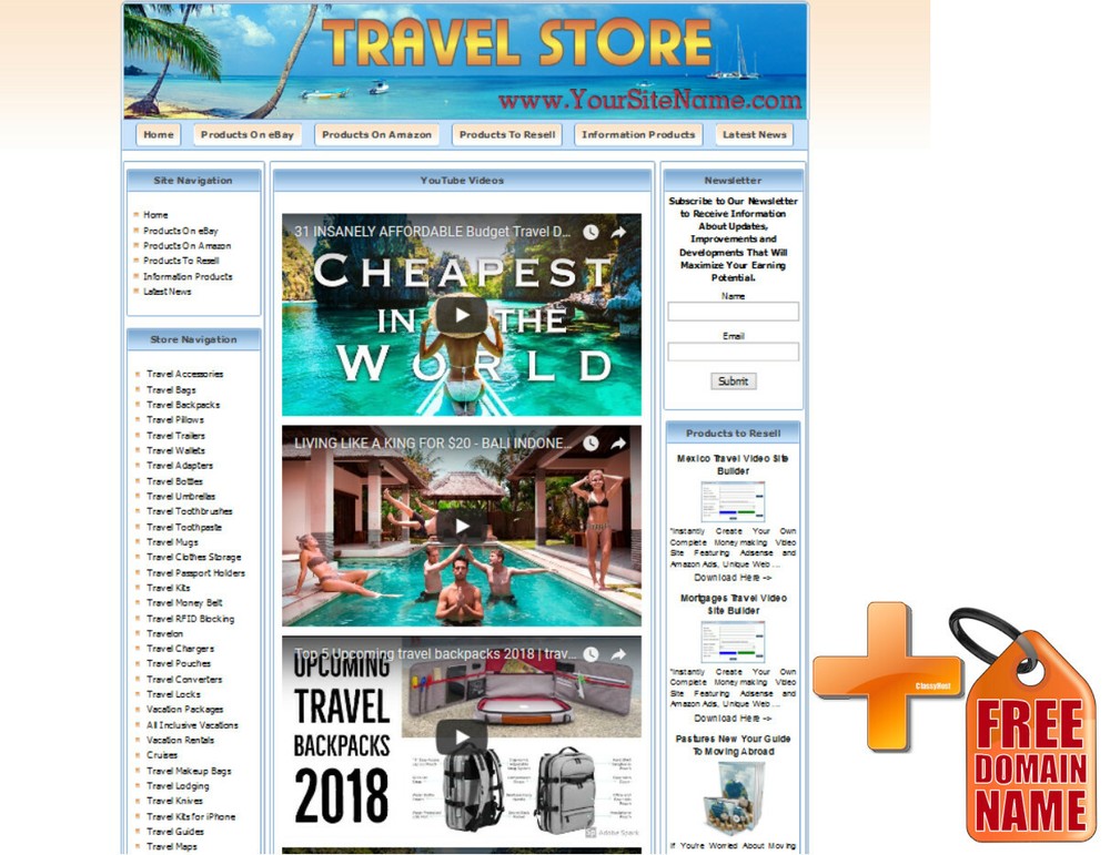 Travel Niche Store Website – Use With,Google Adsense, Amazon Store