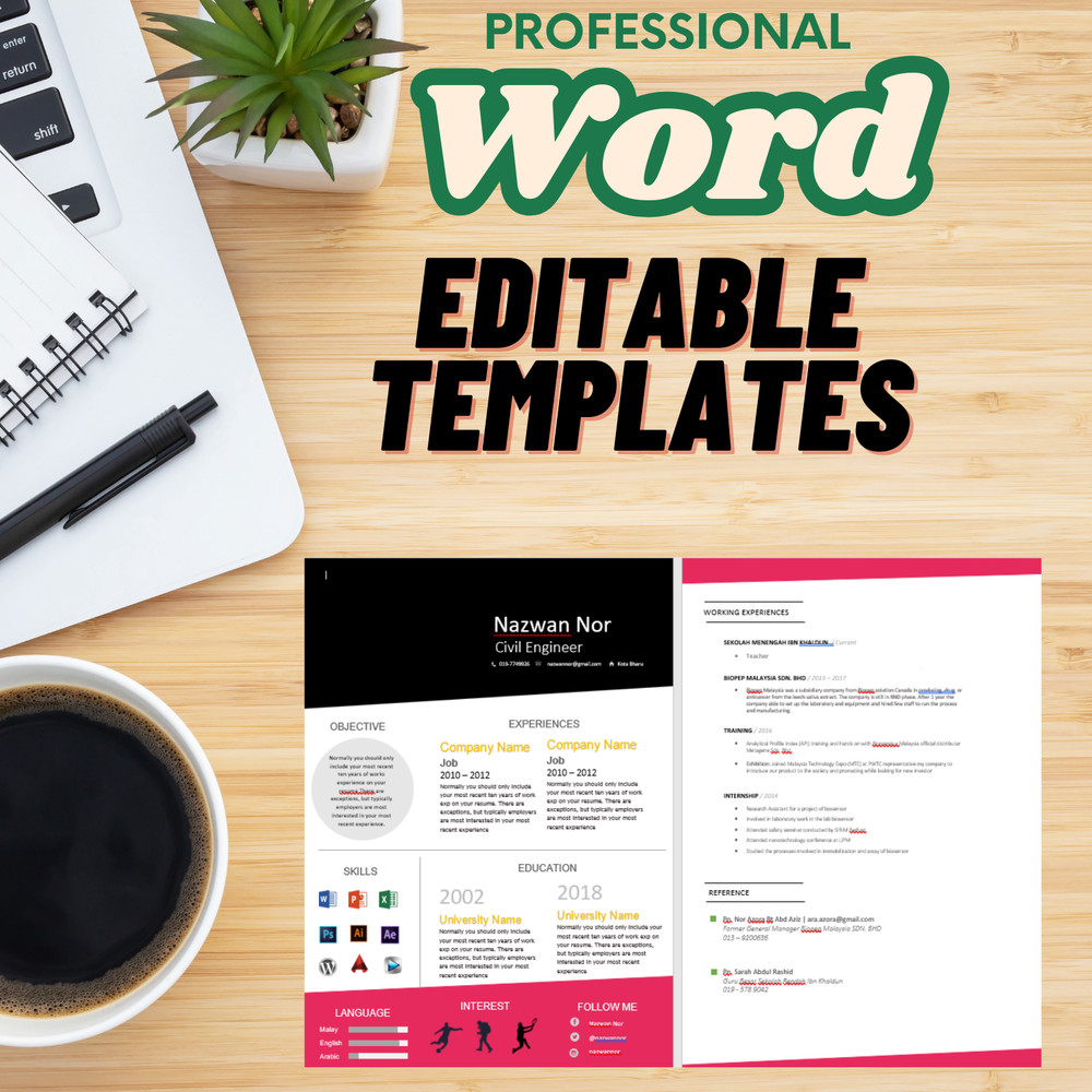 Resume Word Templates 230+ CV Covers, Portfolios, Single, Double Page & Bonus