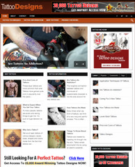 Tattoo Designs Ready Made Blog Turnkey Niche Website Business for Sale