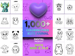 1,000+ Kute Animal Coloring Pages Bundle | 11 Books Mega Pack | MRR PLR Resell
