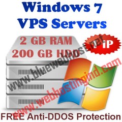 Windows 7 VPS (Virtual Dedicated Server) 2GB RAM + 200GB HDD