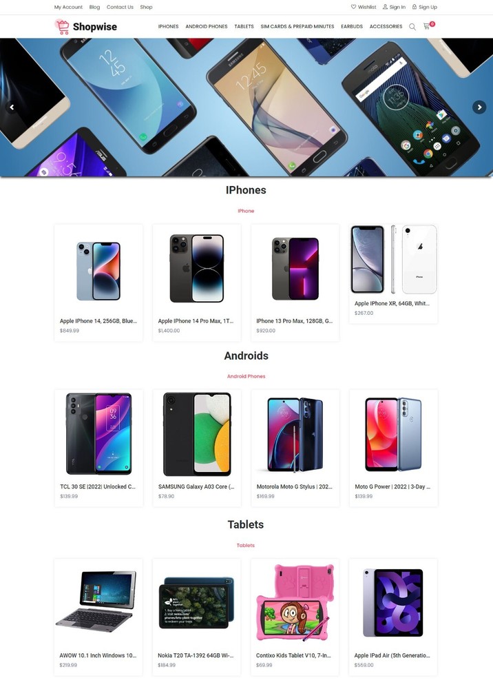 Smart Phones, Tablets Store – eCommerce DropShip / Affiliate Ecommerce Website